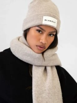 Label Knit Beanie - Toasted Taupe -Blakely Clothing Store H132BEIGE 01D