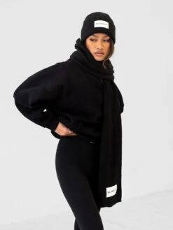 Label Knit Beanie - Black -Blakely Clothing Store H132BLACK 3D