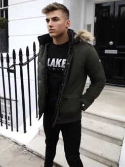 Hersham Coat - Khaki Green -Blakely Clothing Store Hersham 3D