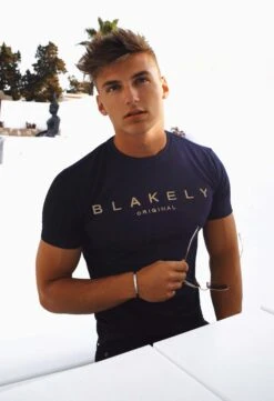 Blakely Imola T-Shirt - Navy with Gold Embroidery -Blakely Clothing Store IMG 1416