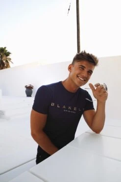 Blakely Imola T-Shirt - Navy with Gold Embroidery -Blakely Clothing Store IMG 1417