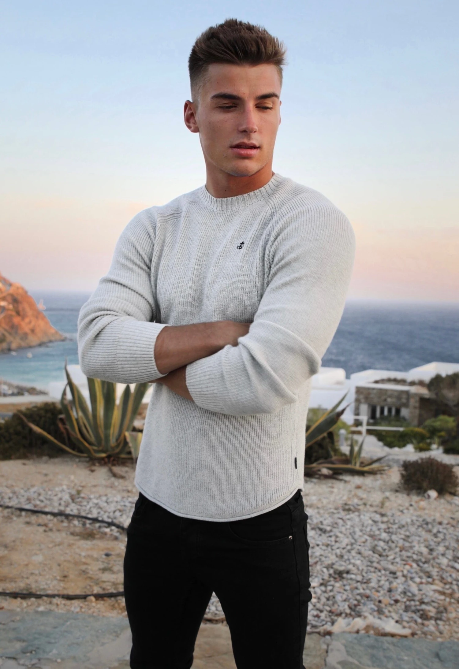 Olton Knit Jumper - Marl White 2 Olton Knit Jumper - Marl White - Image 2
