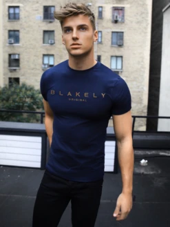 Blakely Imola T-Shirt - Navy with Gold Embroidery