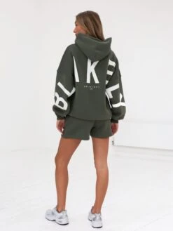 Isabel Hoodie & Jogger Shorts Set - Khaki Green 6 Isabel Hoodie & Jogger Shorts Set - Khaki Green -Blakely Clothing Store IsabelShortSet3