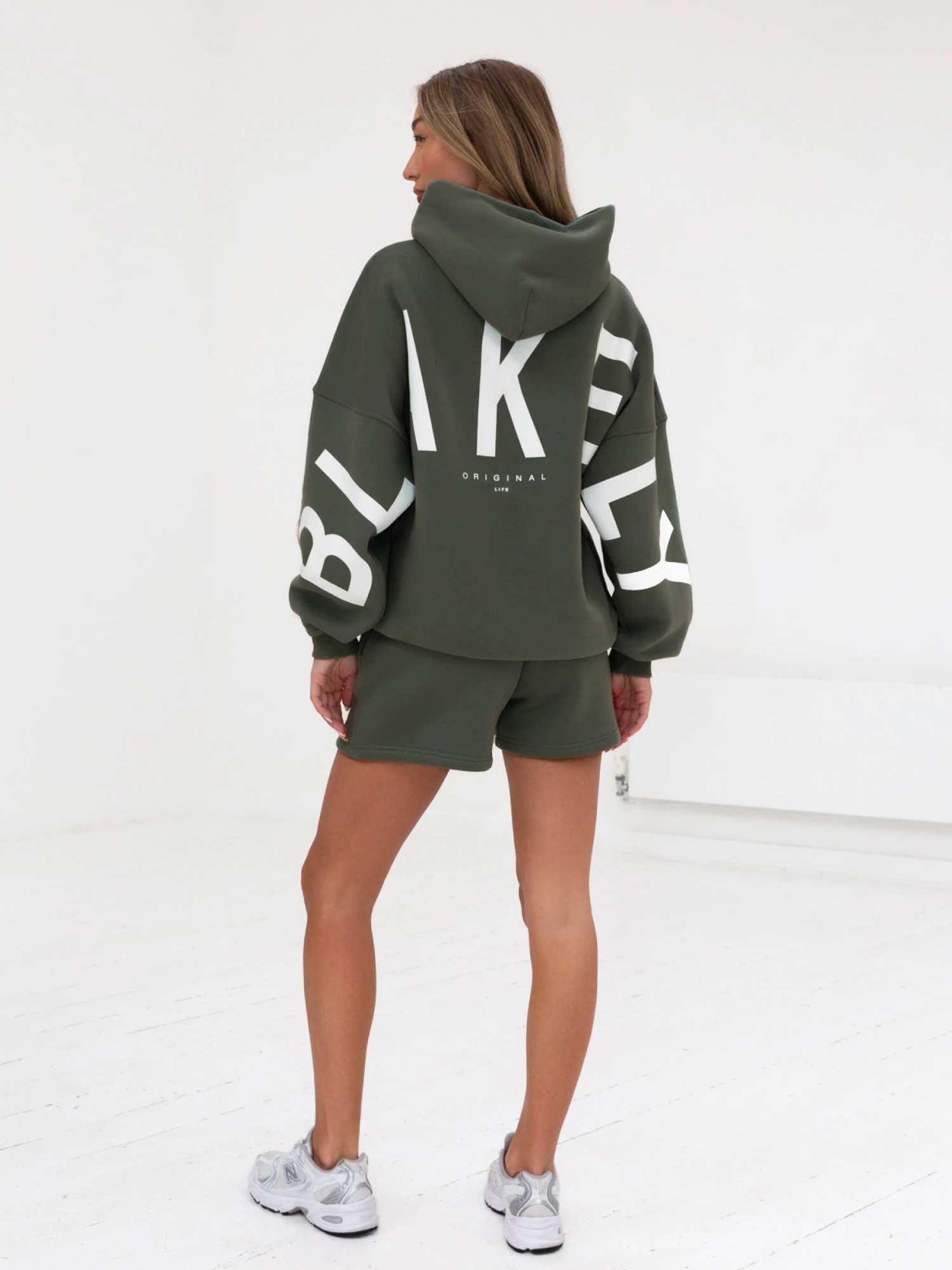 Isabel Hoodie & Jogger Shorts Set - Khaki Green 3 Isabel Hoodie & Jogger Shorts Set - Khaki Green - Image 3