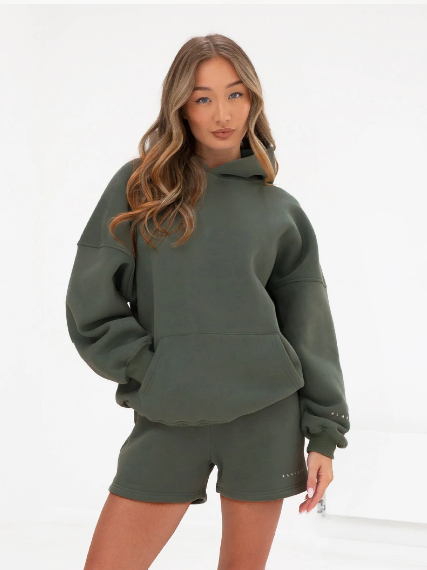 Isabel Hoodie & Jogger Shorts Set - Khaki Green 4 Isabel Hoodie & Jogger Shorts Set - Khaki Green - Image 4
