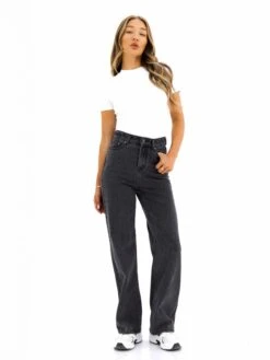 Blakely Wide Leg Jeans - Washed Black -Blakely Clothing Store J8007BLACK02D