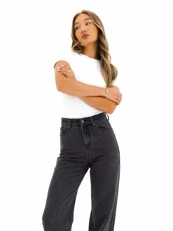 Blakely Wide Leg Jeans - Washed Black -Blakely Clothing Store J8007BLACK06D