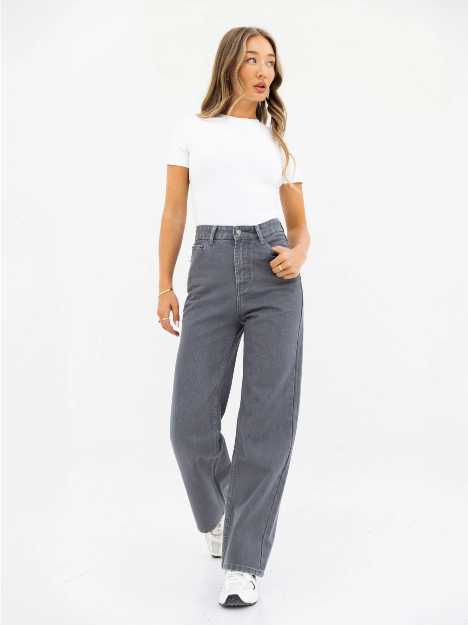 Blakely Wide Leg Jeans - Grey 3 Blakely Wide Leg Jeans - Grey - Image 3