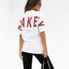 Isabel Oversized T-Shirt - White & Cherry Red -Blakely Clothing Store LEAD196IWWHITE RED05D