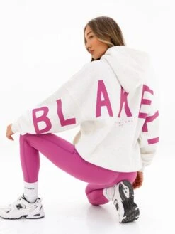 Isabel Oversized Hoodie - Marl White & Pink
