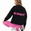 Amelie Oversized Jumper - Black & Pink -Blakely Clothing Store LEAD216PBLACK05D