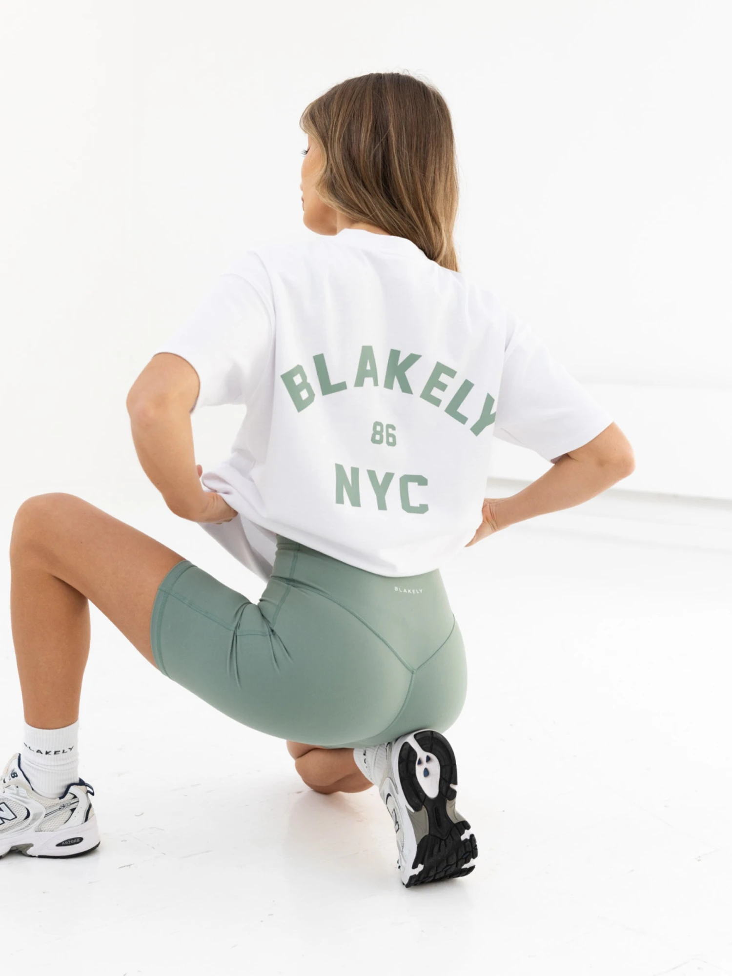 NYC Oversized T-Shirt - White & Sage Green 1 NYC Oversized T-Shirt - White & Sage Green