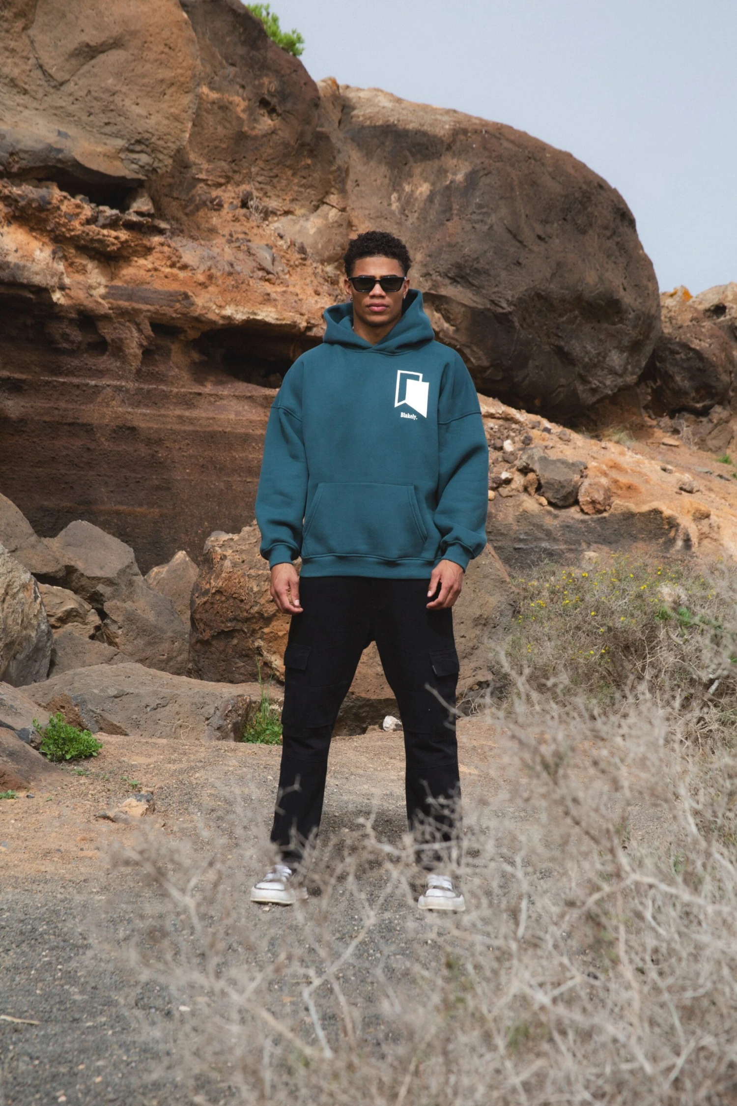 Teal Green Men's Relaxed Fit Hoodie - Revolve Geometric Graphic Streetwear 3 Teal Green Men's Relaxed Fit Hoodie - Revolve Geometric Graphic Streetwear - Image 3