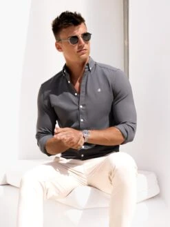 Otto Long Sleeve Shirt - Charcoal -Blakely Clothing Store MENSSHIRTSBRANDOTTOD