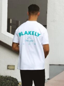 Crest Relaxed T-Shirt - White & Aqua