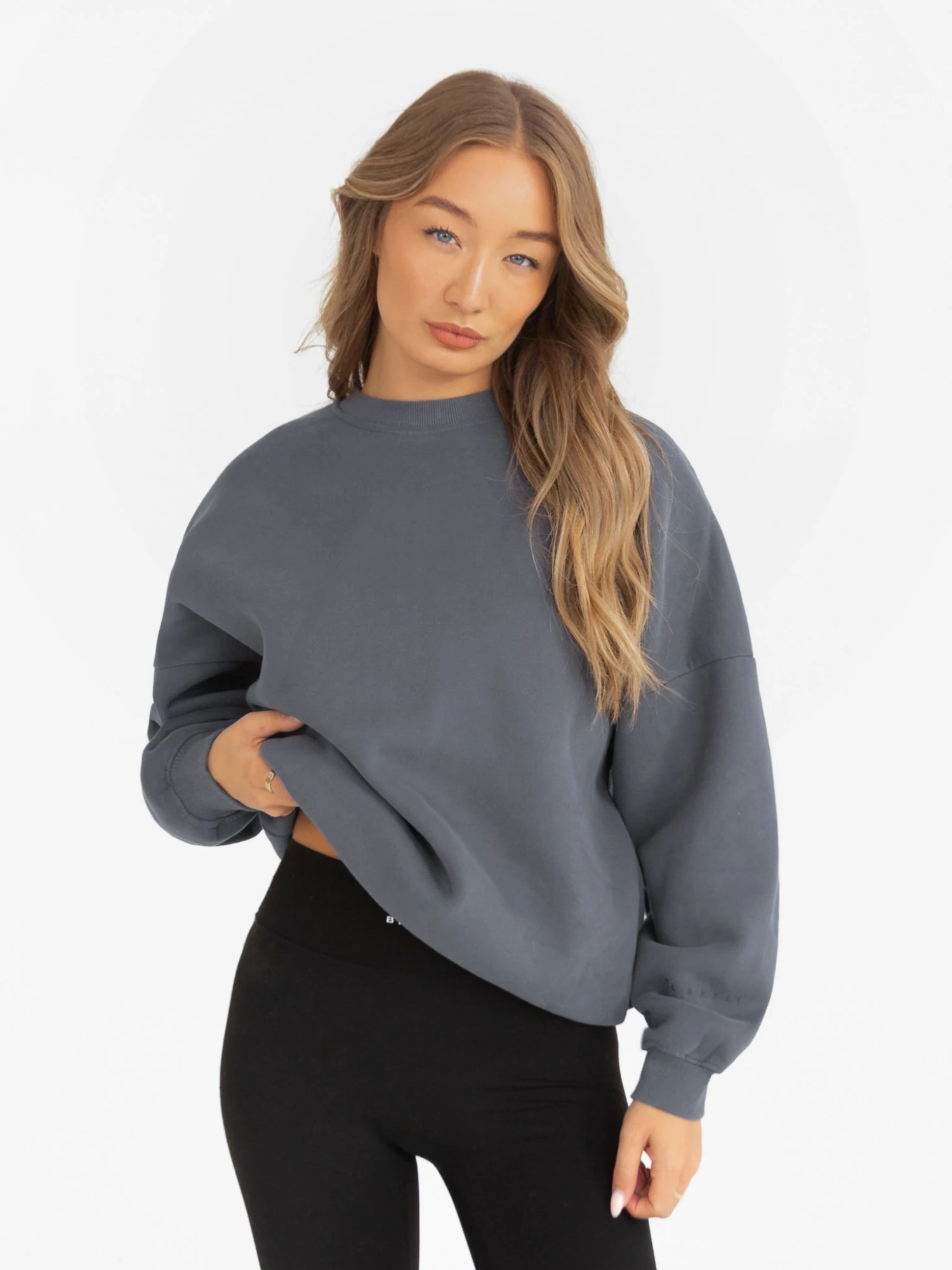 Isabel Tonal Oversized Jumper - Charcoal 5 Isabel Tonal Oversized Jumper - Charcoal - Image 5