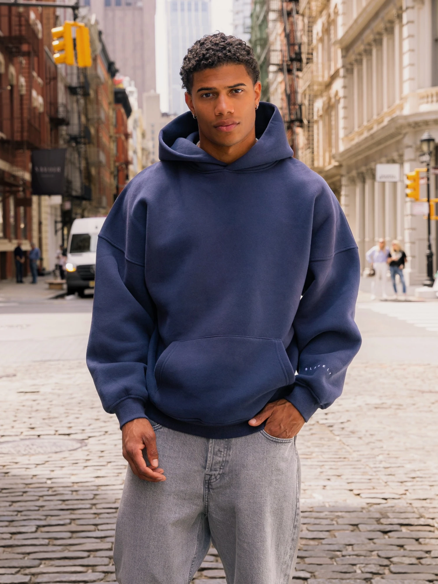 Idris Oversized Hoodie - True Navy 2 Idris Oversized Hoodie - True Navy - Image 2