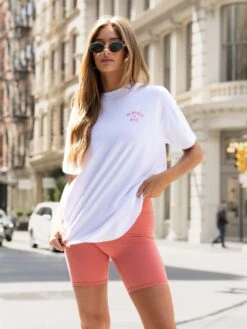 NYC Oversized T-Shirt - White & Sunrise Coral -Blakely Clothing Store NYC86BRANDD 22