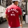 Men's Red NYC Relaxed Fit Graphic T-Shirt - Urban Varsity Style -Blakely Clothing Store NYC86BRANDleadD