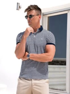 Stripe Polo Shirt - Navy