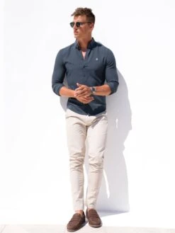 Carter Long Sleeve Shirt - Petrol Blue -Blakely Clothing Store SUMMERMENSBRANDleadfD 1