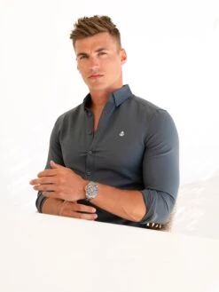 Carter Long Sleeve Shirt - Petrol Blue