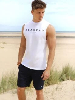 Blakely Sarasota Sleeveless Tee - White Men's Summer Top -Blakely Clothing Store Sarasota 3D