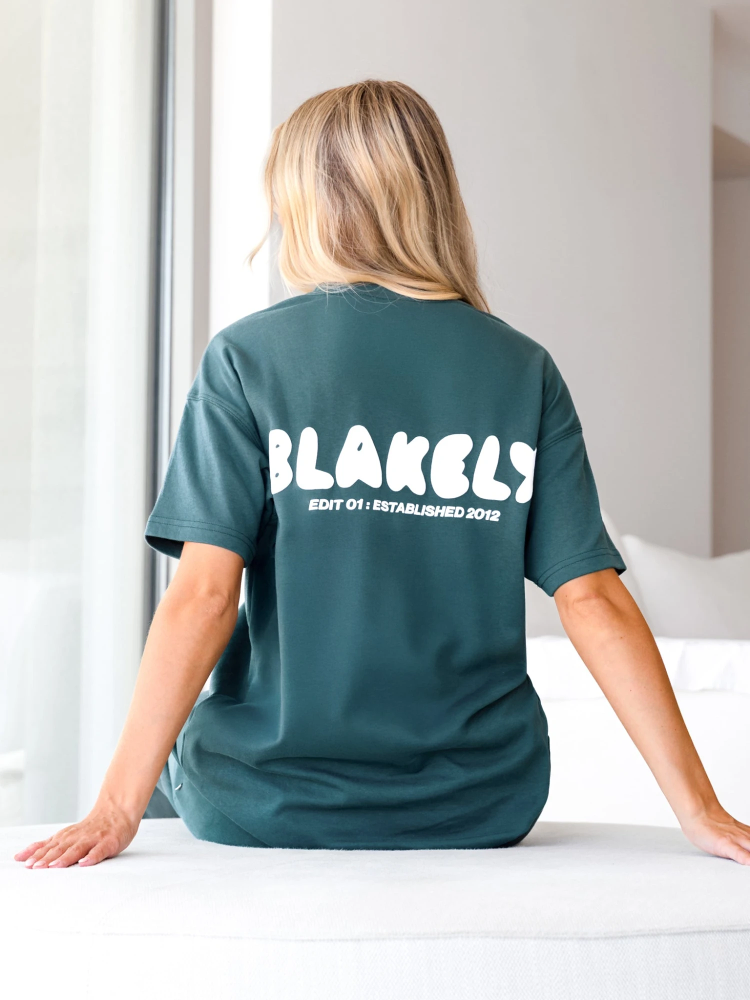 Cloud Print Oversized T-Shirt - Teal Green 3 Cloud Print Oversized T-Shirt - Teal Green - Image 3