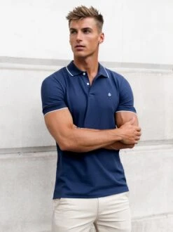 Sonoma Polo Shirt - Navy -Blakely Clothing Store TedShirtsLondon 3711StripeCollarPolo Navy 3