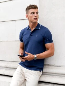Sonoma Polo Shirt - Navy -Blakely Clothing Store TedShirtsLondon 3711StripeCollarPolo Navy 81