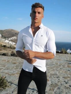 Caspian Fitted Stretch Shirt - White