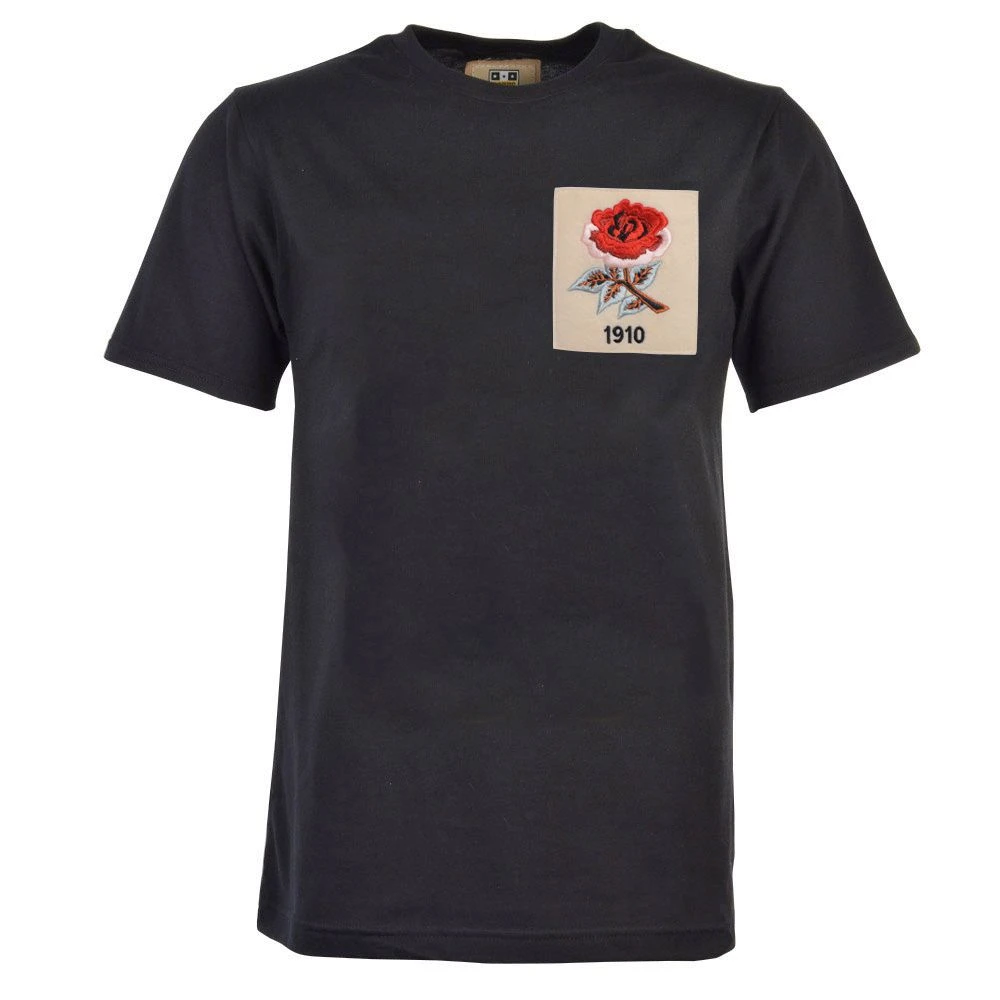 England Rose 1910 Vintage Rugby T-Shirt - Organic Cotton Black 1 England Rose 1910 Vintage Rugby T-Shirt - Organic Cotton Black