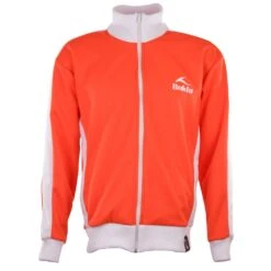 Bukta Heritage Track Top - Red with White Panels & Cuffs