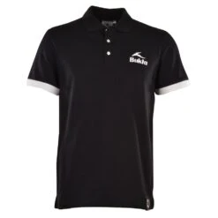 BUKTA Heritage Black Polo Shirt with White Contrast Cuffs