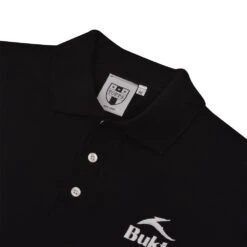 BUKTA Heritage Black Polo Shirt with White Contrast Cuffs -Blakely Clothing Store bukpblk1 2