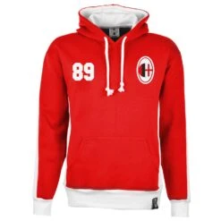 AC Milan Number 89 Retro Hoodie - Red and White