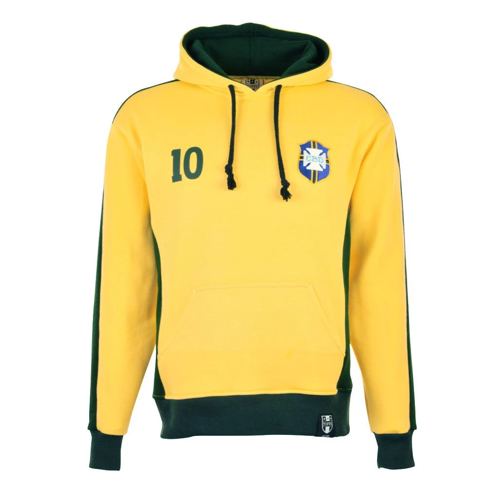 Brazil Number 10 Yellow Retro Hoodie - Premium Soccer Fan Sweatshirt 1 Brazil Number 10 Yellow Retro Hoodie - Premium Soccer Fan Sweatshirt