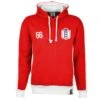England Number 66 Retro Hoodie - Classic Red & White Vintage Style