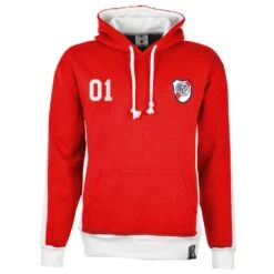 River Plate Number 01 Retro Hoodie - Red & White Heritage Style