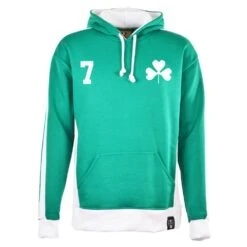 Celtic Number 7 Retro Hoodie - Emerald & White Classic Sportswear