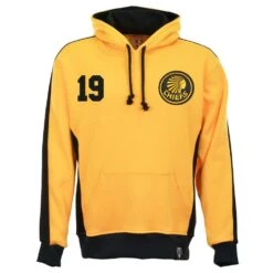 Kaizer Chiefs Number 19 Retro Hoodie - Amber/Black