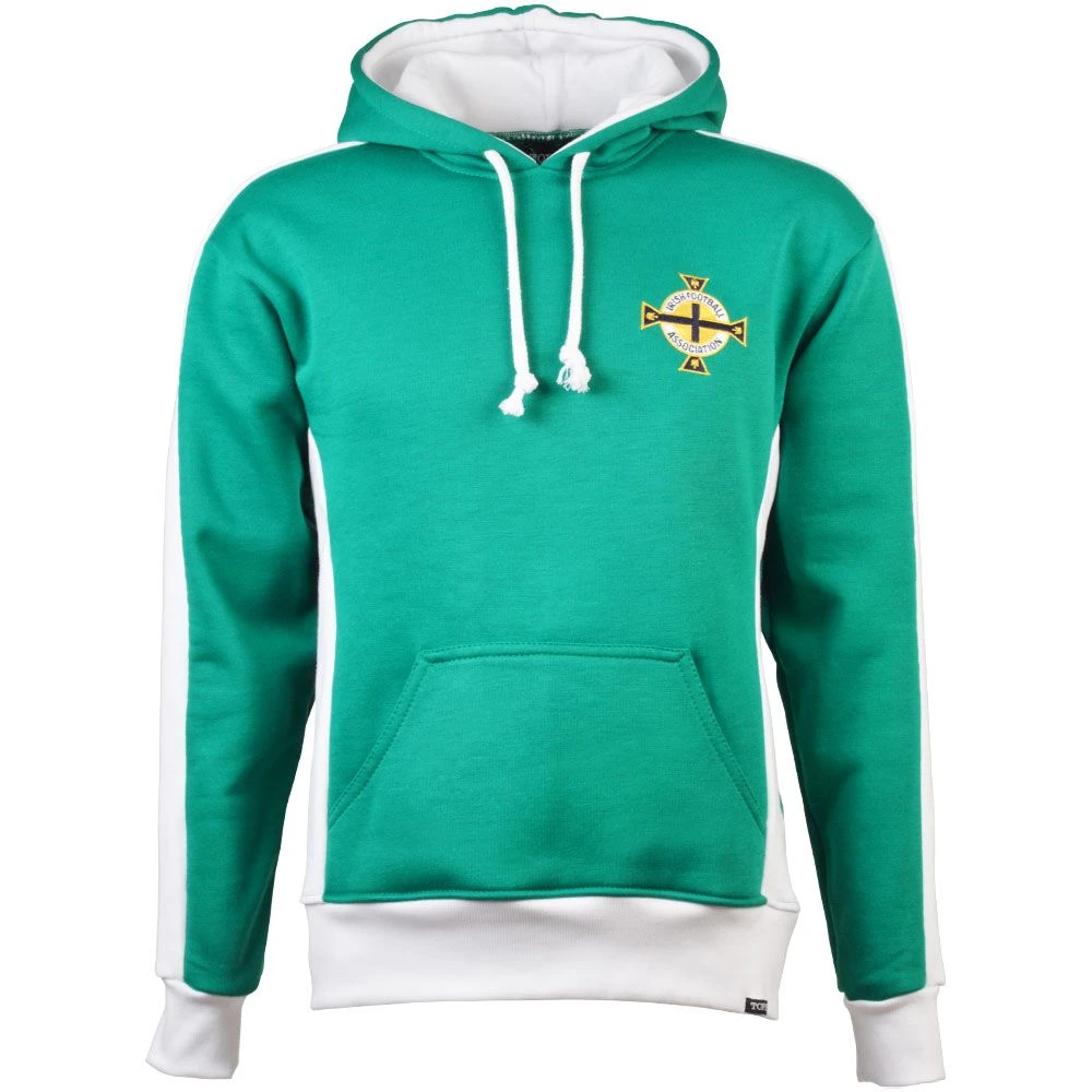 Northern Ireland Retro Hoodie - Emerald & White Classic Fit 1 Northern Ireland Retro Hoodie - Emerald & White Classic Fit