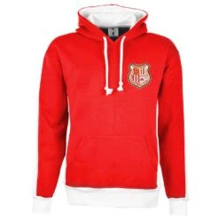 Brentford FC Red and White Pullover Hoodie with Embroidered Crest