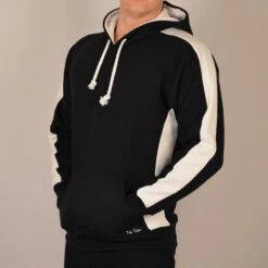 Toffs Retro Black Hoodie - White Sleeve Panels