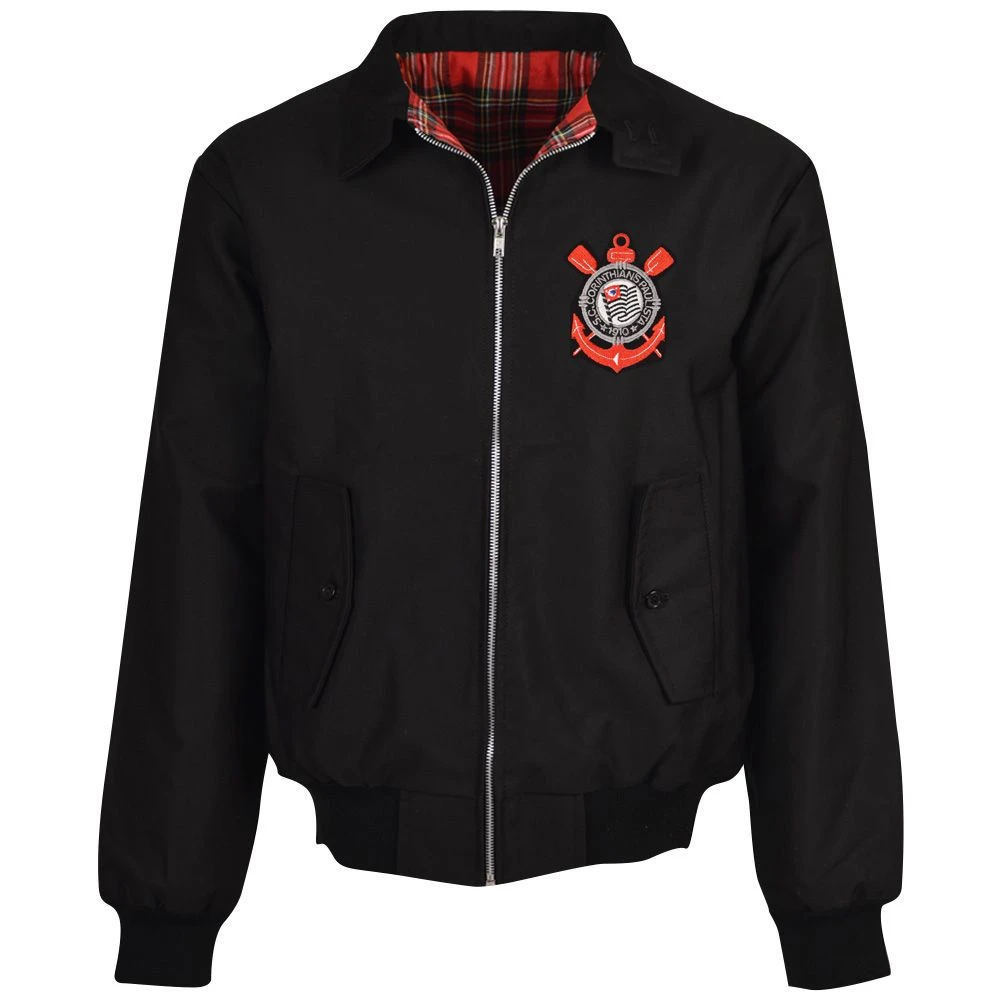 Corinthians Paulista Embroidered Black Harrington Jacket 1 Corinthians Paulista Embroidered Black Harrington Jacket