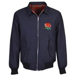 England Rugby Navy Harrington Jacket with Vintage 80s Crest