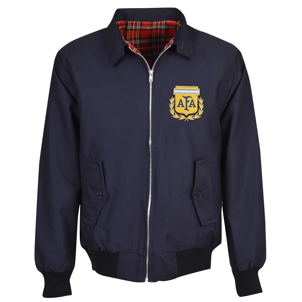 Argentina Navy Harrington Jacket - Classic Tartan Lined Outerwear 1 Argentina Navy Harrington Jacket - Classic Tartan Lined Outerwear