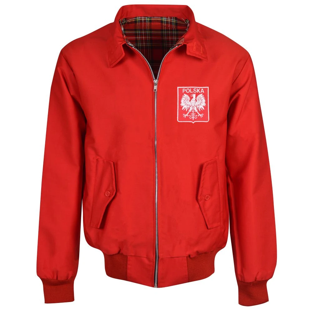 Poland Red Harrington Jacket - Retro 1970s/80s Football Crest 1 Poland Red Harrington Jacket - Retro 1970s/80s Football Crest