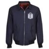 England Navy Harrington Jacket - Three Lions Tartan Lined Casual Coat